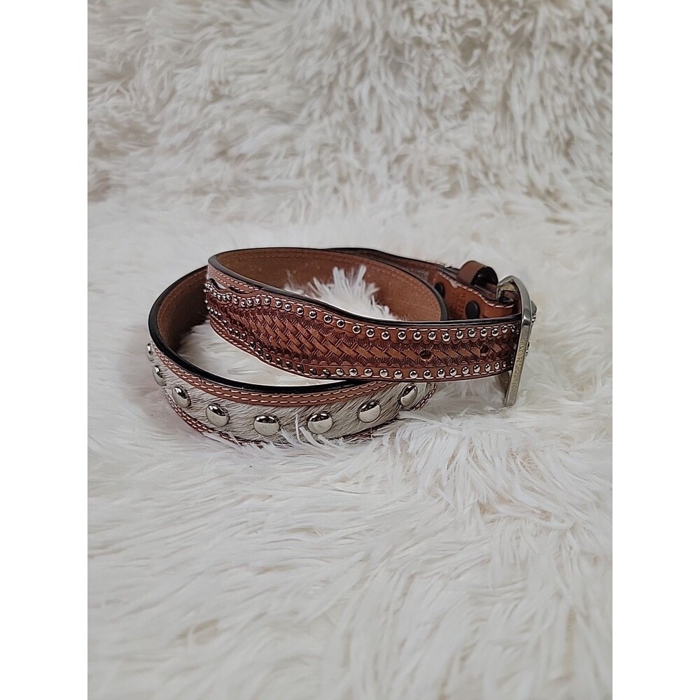 Ranger Belt Company Western Leather Belt Studded Cowgirl Womens Size 32 Cowhide - Picture 4 of 10